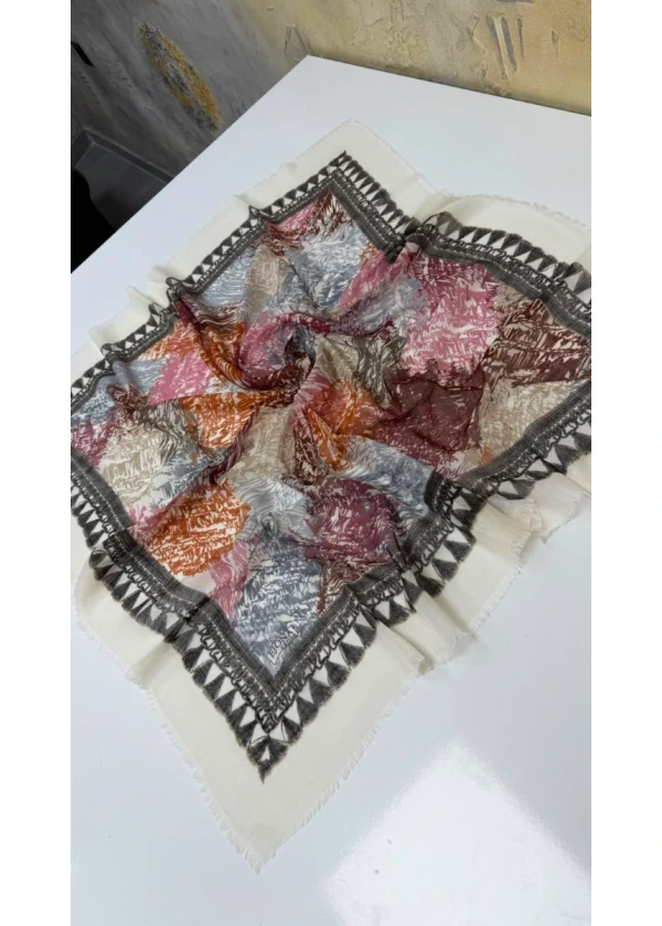Tüy Flamlı Pamuk Eşarp Yazma