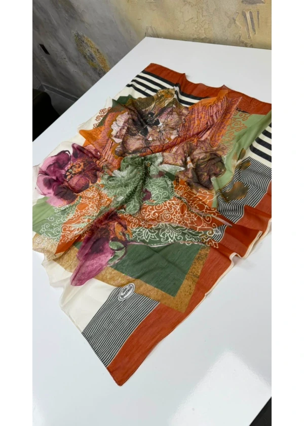 Yasemin Gül Desenli Dikişli Yazma