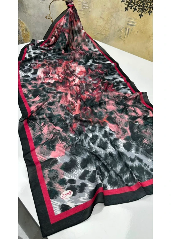 Leopar Desen Pamuk Soft Şal