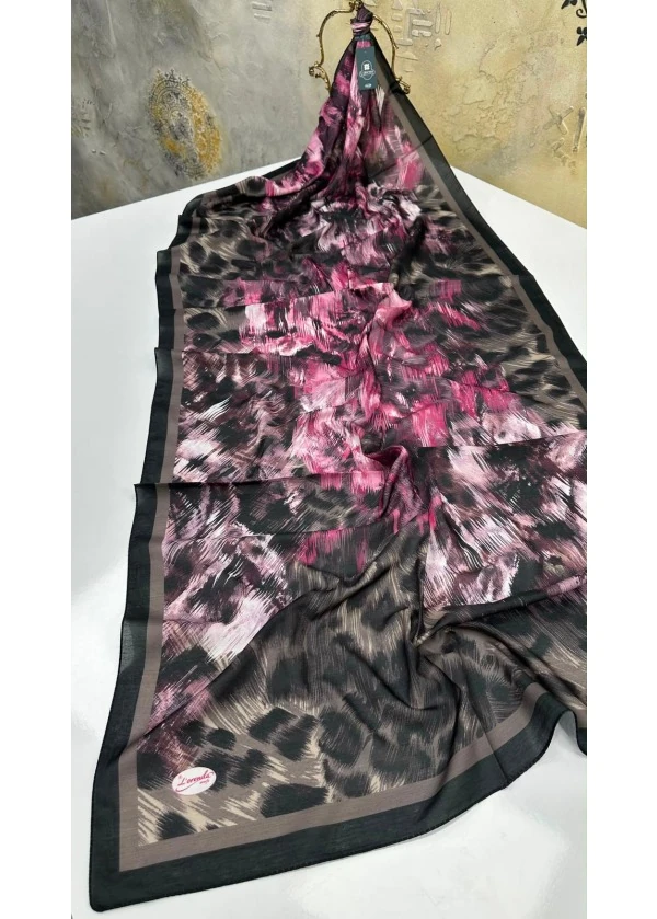 Leopar Desen Pamuk Soft Şal
