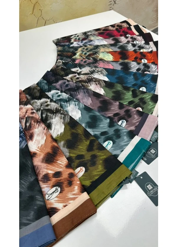 Leopar Desen Pamuk Soft Şal