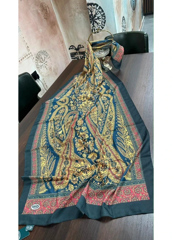 Firuze Lorenda Desenli Soft Pamuk Şal