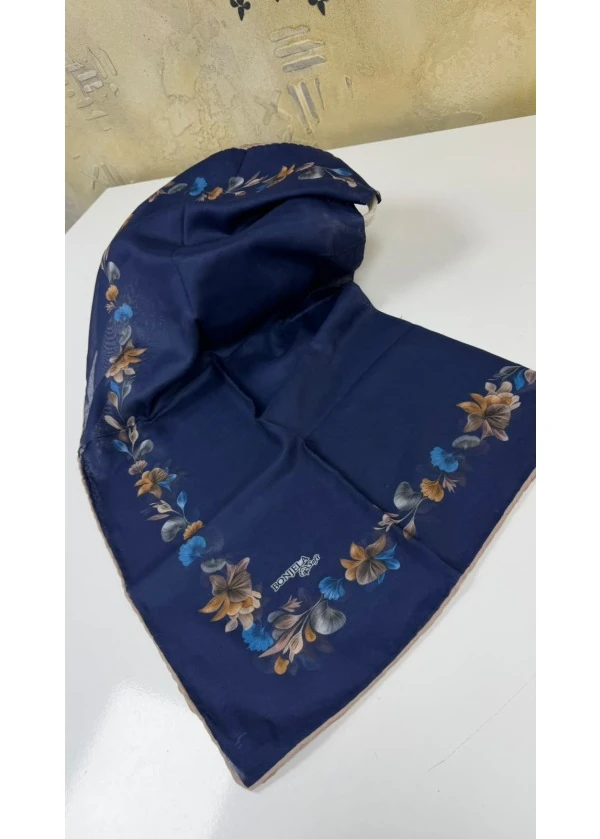 Çiçek Şerit Pamuk Soft Eşarp