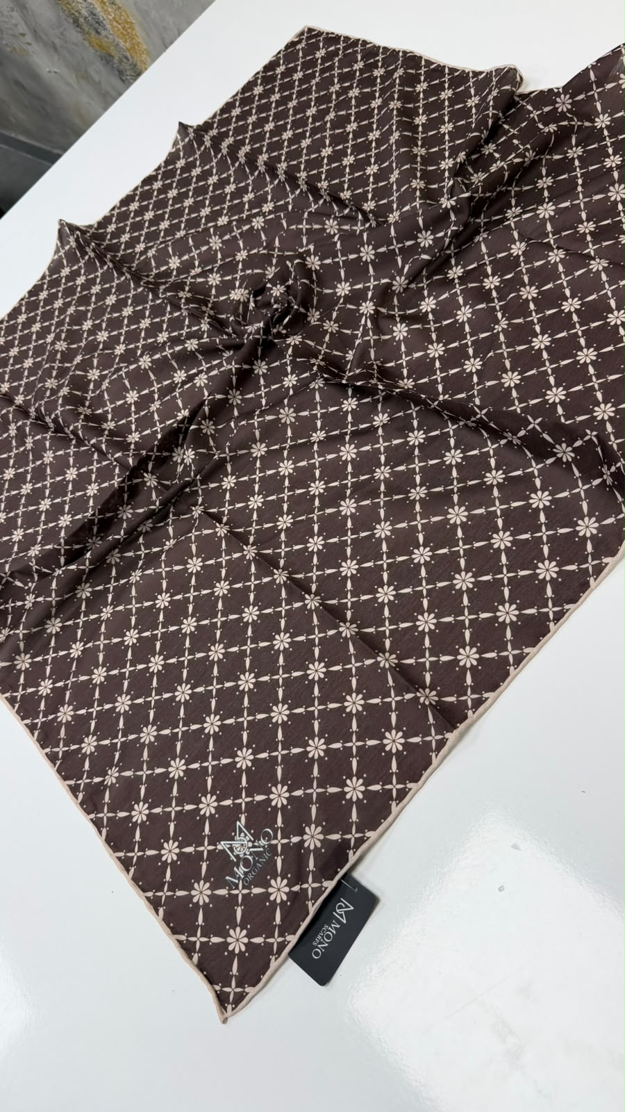 Mono Kareli Organik Soft Eşarp