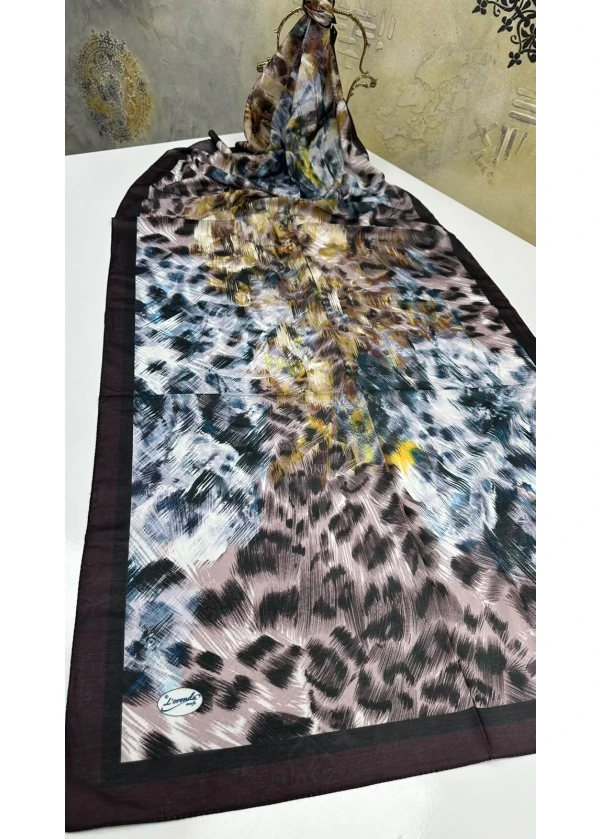 Leopar Desen Pamuk Soft Şal
