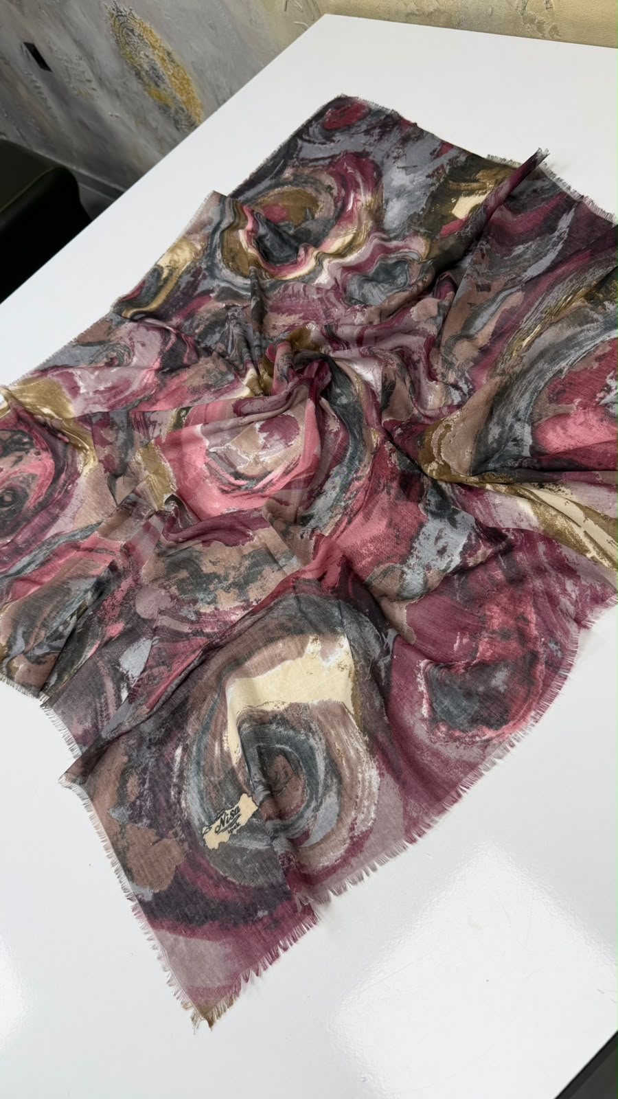Hırçın Dalgalar Empirme Cotton Eşarp Yazma