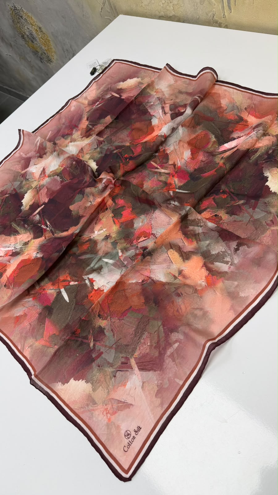 Cotton Silk Mercan Viskon Eşarp Yazma