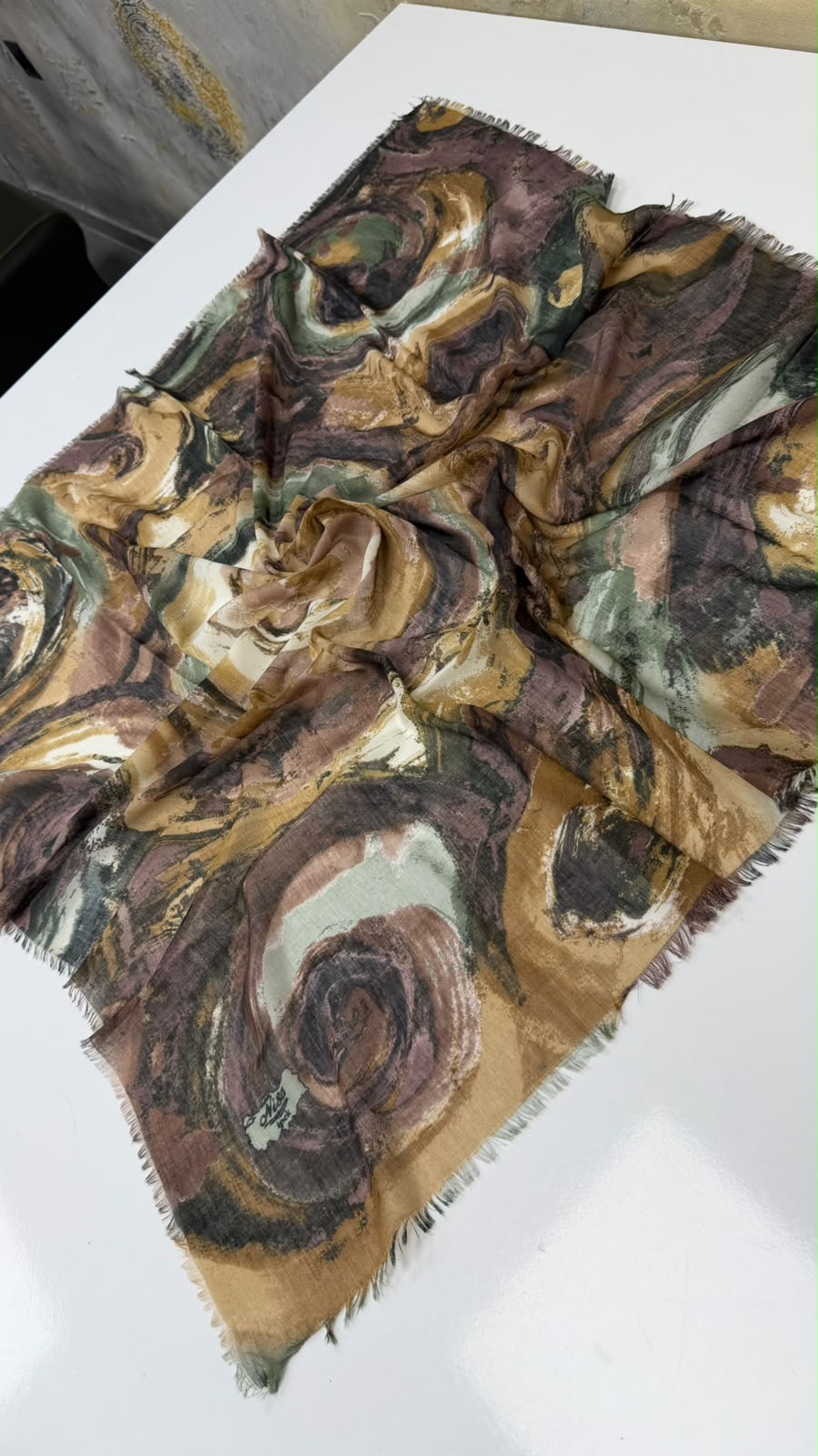 Hırçın Dalgalar Empirme Cotton Eşarp Yazma