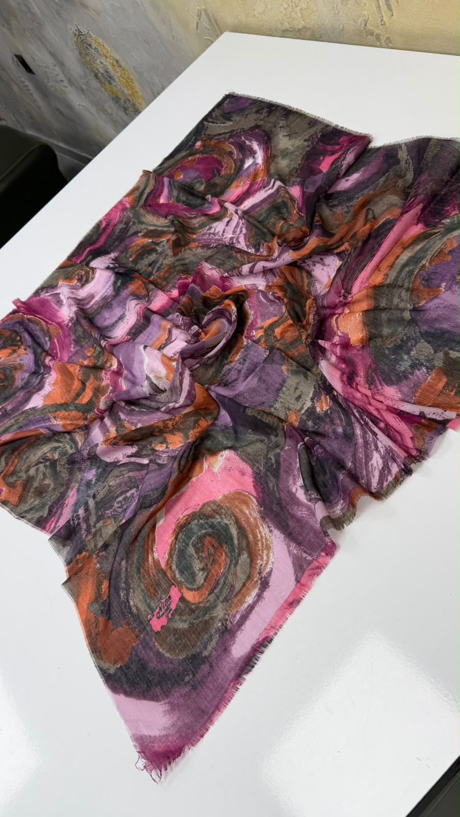 Hırçın Dalgalar Empirme Cotton Eşarp Yazma