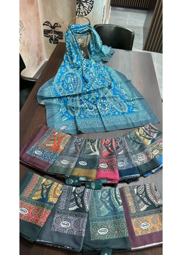 Firuze Lorenda Desenli Soft Pamuk Şal