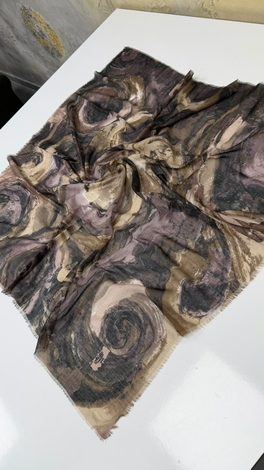 Hırçın Dalgalar Empirme Cotton Eşarp Yazma
