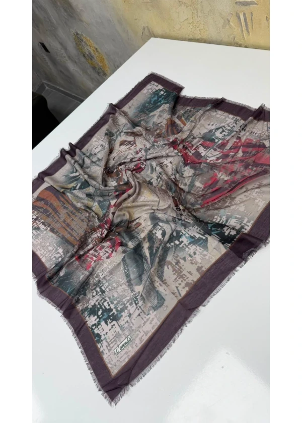 Lorenda Toprak Desen Empirme Cotton Eşarp Yazma