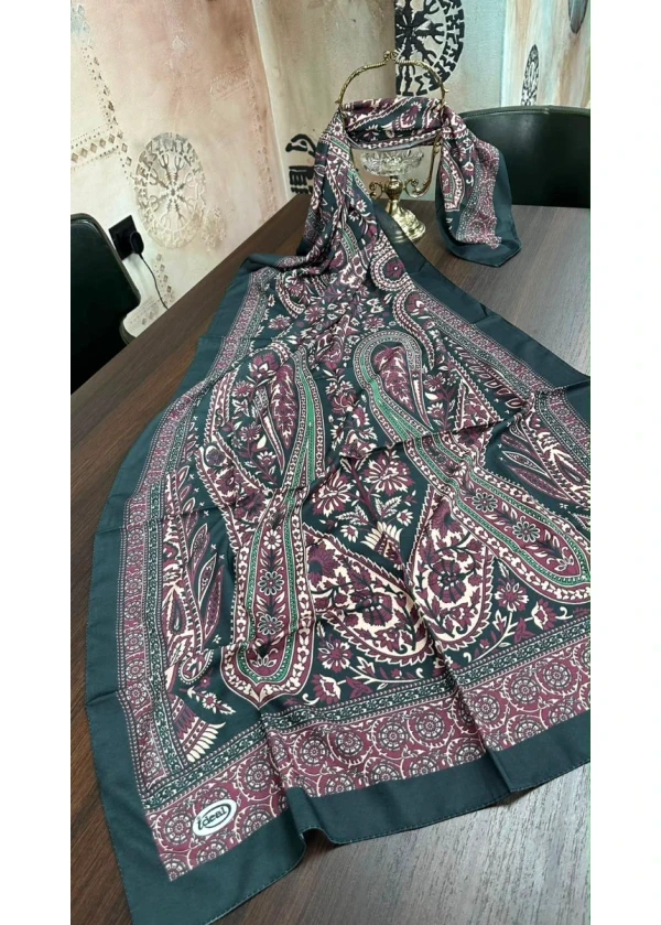 Firuze Lorenda Desenli Soft Pamuk Şal