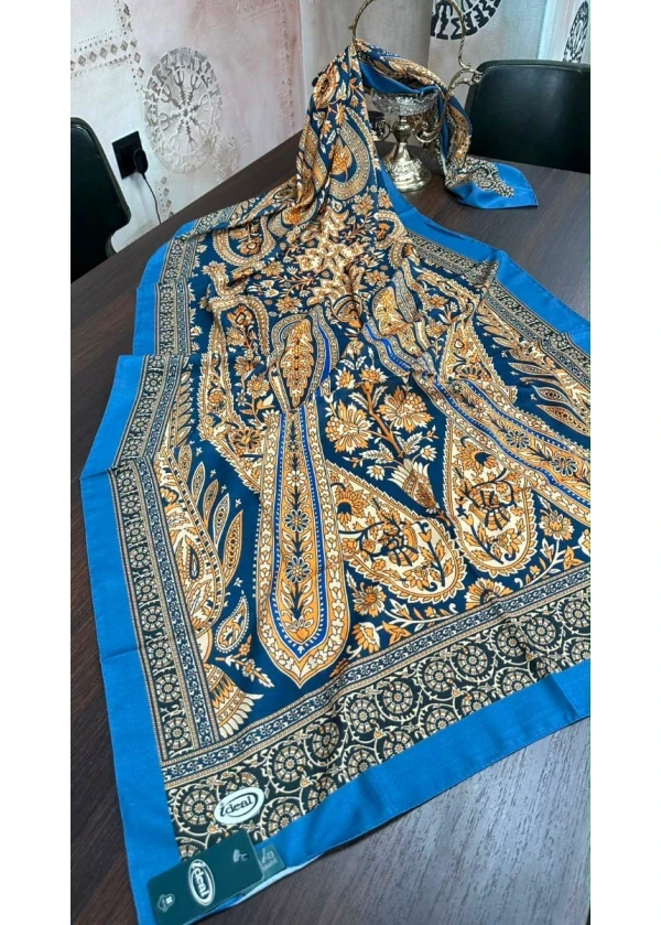 Firuze Lorenda Desenli Soft Pamuk Şal