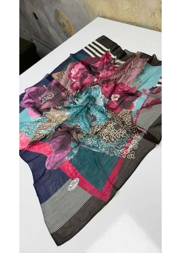 Yasemin Gül Desenli Dikişli Yazma