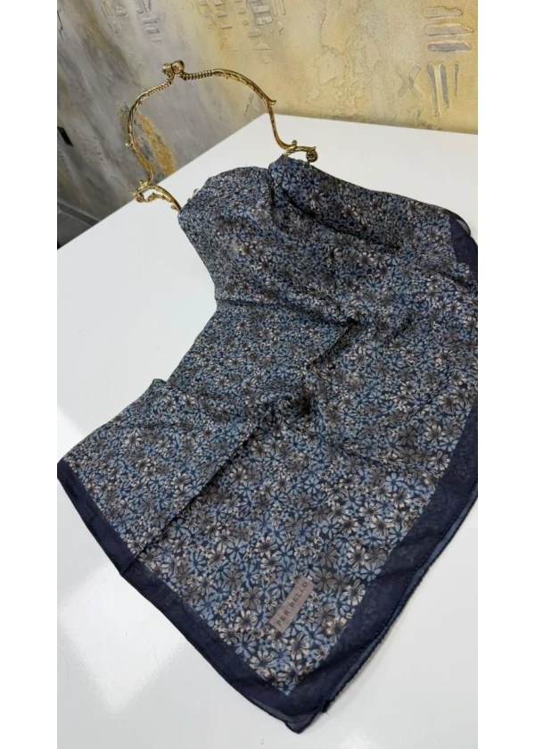 Per Bello Çiçek Desenli Dikişli Eşarp Yazma
