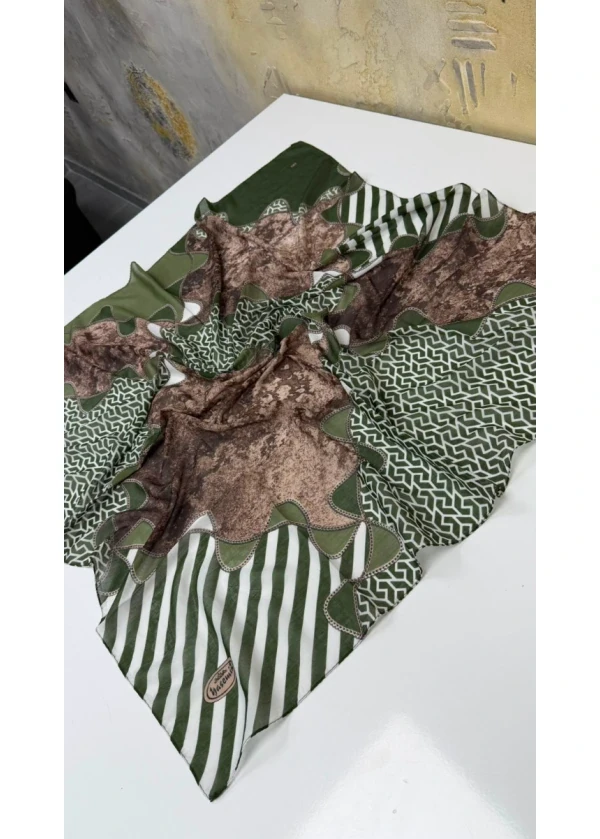Yasemin Modern Çizgili Dikişli Yazma