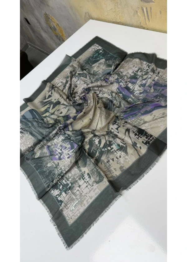 Lorenda Toprak Desen Empirme Cotton Eşarp Yazma