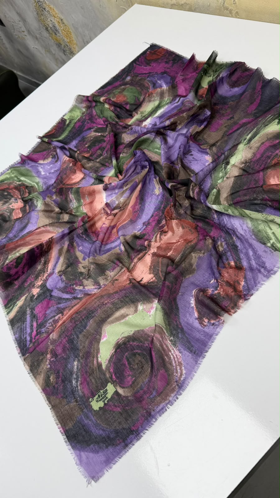Hırçın Dalgalar Empirme Cotton Eşarp Yazma