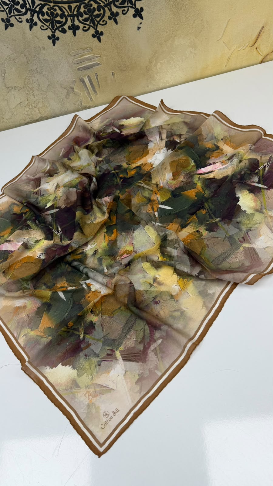 Cotton Silk Mercan Viskon Eşarp Yazma