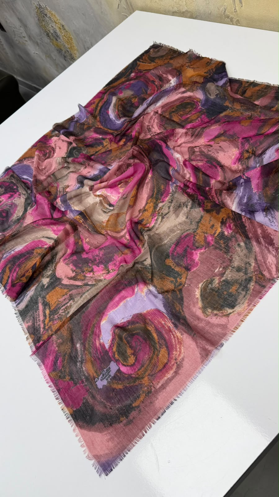 Hırçın Dalgalar Empirme Cotton Eşarp Yazma