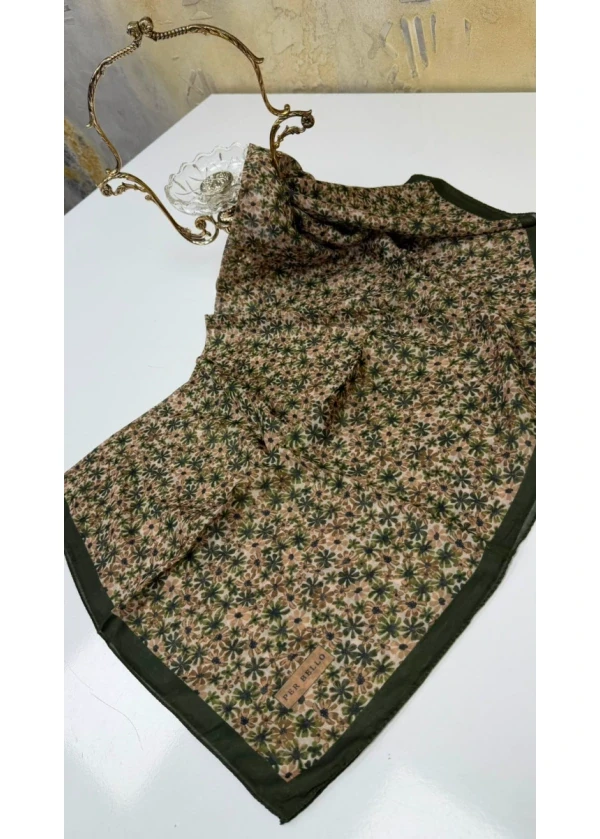 Per Bello Çiçek Desenli Dikişli Eşarp Yazma