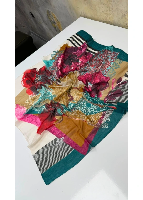 Yasemin Gül Desenli Dikişli Yazma