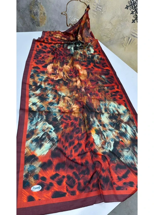 Leopar Desen Pamuk Soft Şal