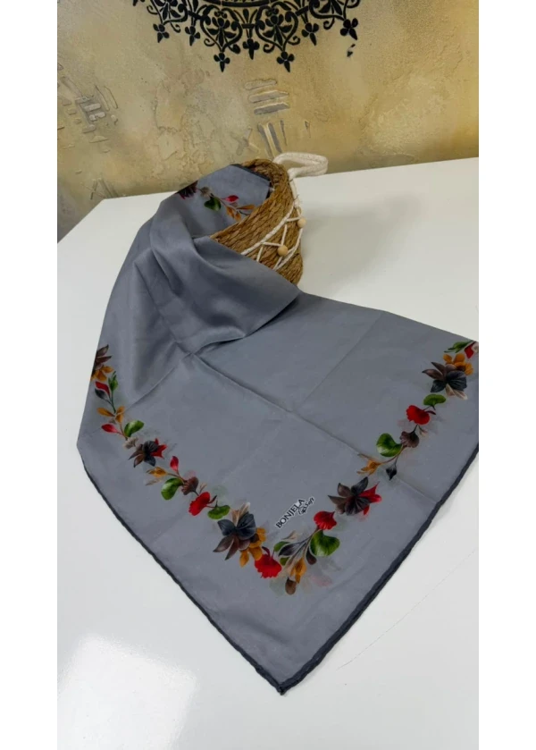 Çiçek Şerit Pamuk Soft Eşarp
