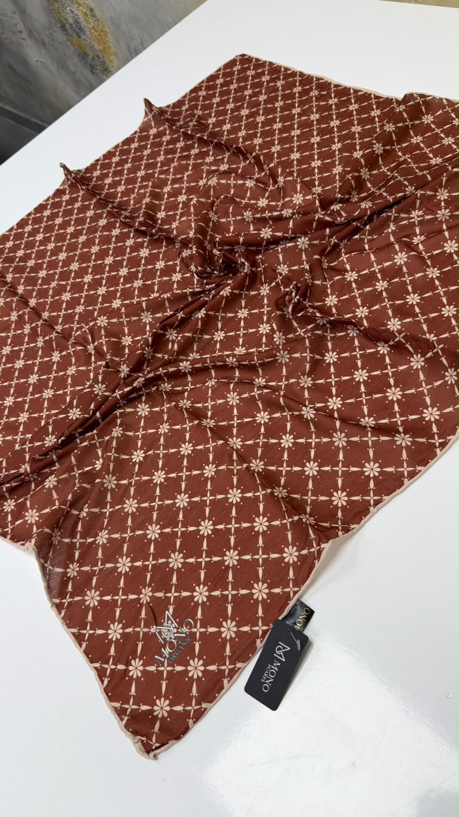 Mono Kareli Organik Soft Eşarp