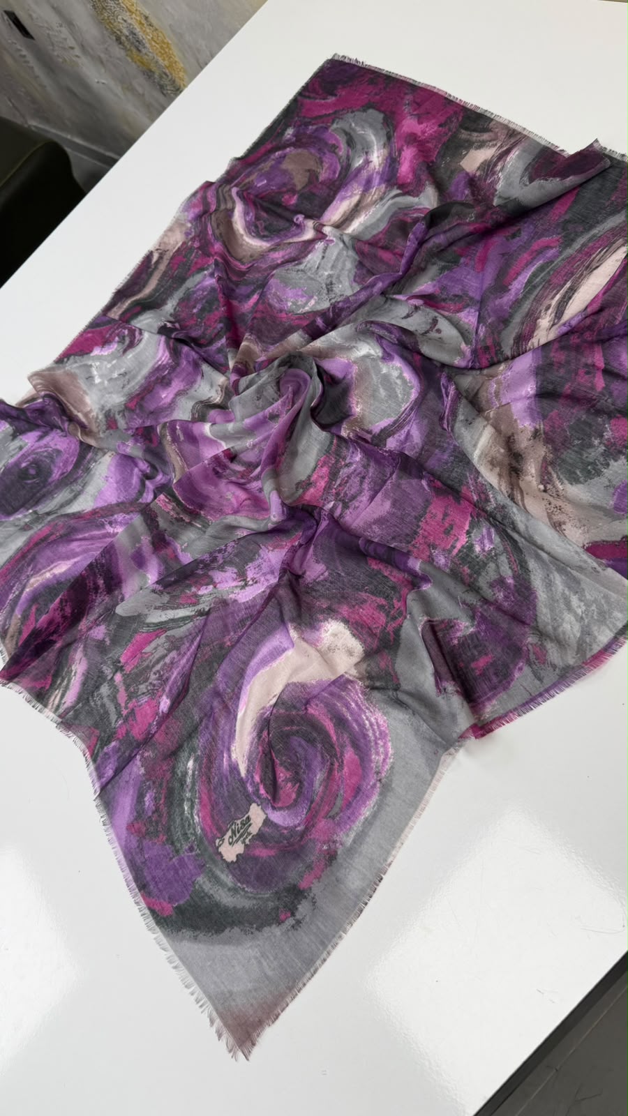 Hırçın Dalgalar Empirme Cotton Eşarp Yazma