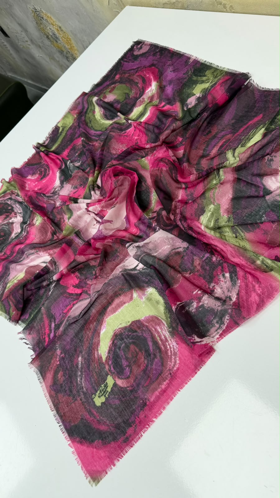 Hırçın Dalgalar Empirme Cotton Eşarp Yazma