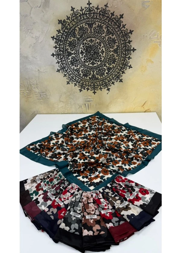 Mix Çiçek Desenli Kraş Pamuk Eşarp