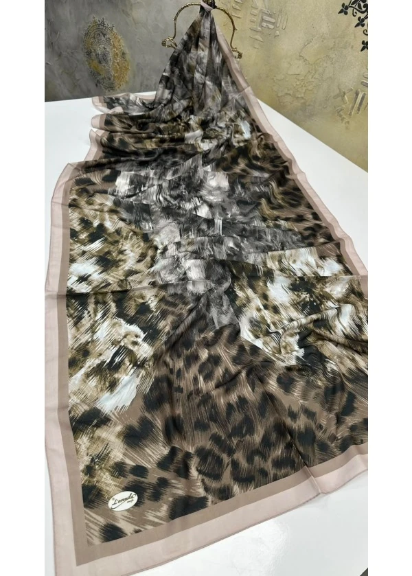 Leopar Desen Pamuk Soft Şal