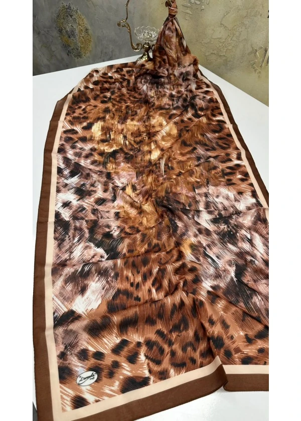 Leopar Desen Pamuk Soft Şal