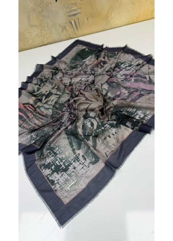 Lorenda Toprak Desen Empirme Cotton Eşarp Yazma