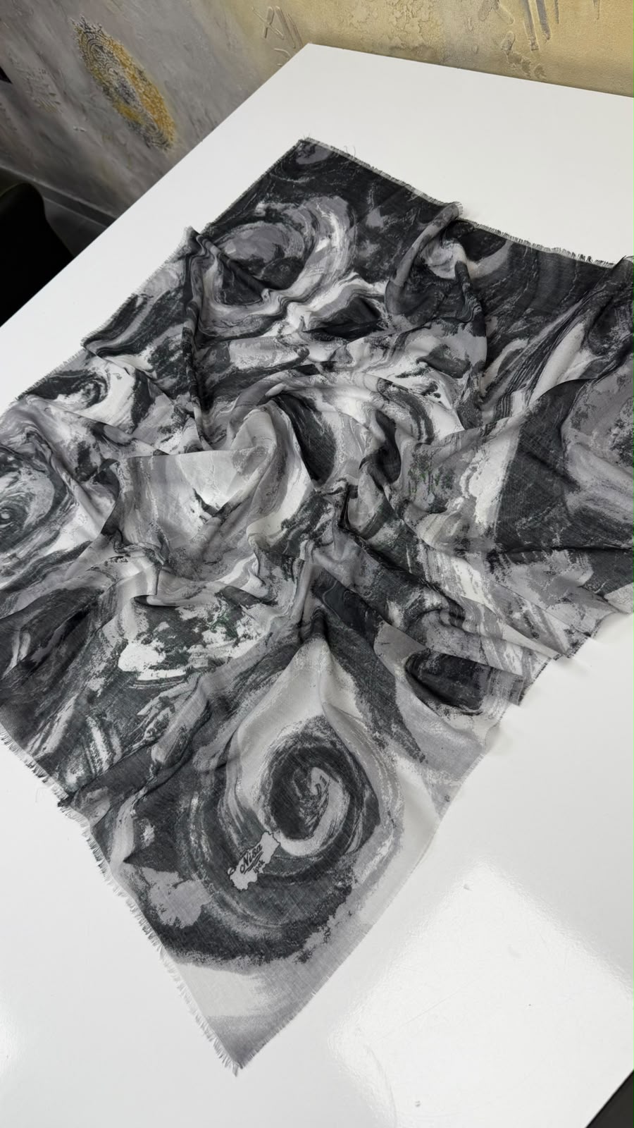 Hırçın Dalgalar Empirme Cotton Eşarp Yazma
