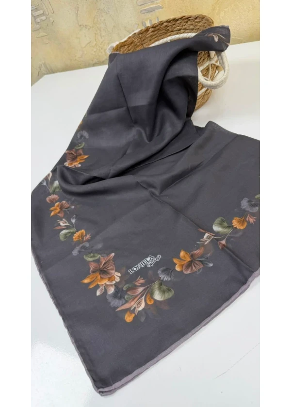 Çiçek Şerit Pamuk Soft Eşarp