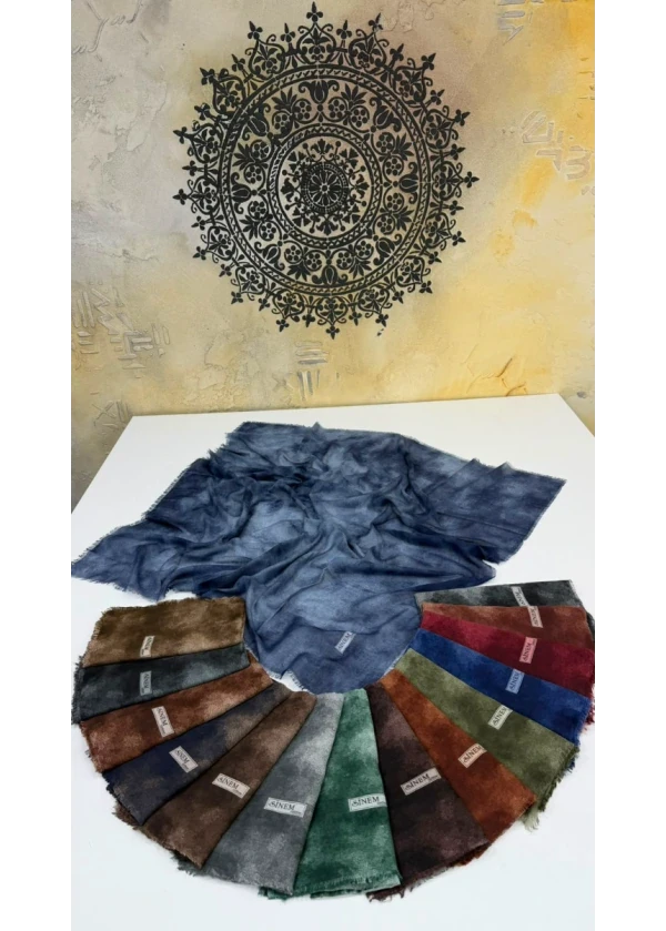 Sinem Buğulu Desen Empirme Cotton Eşarp Yazma