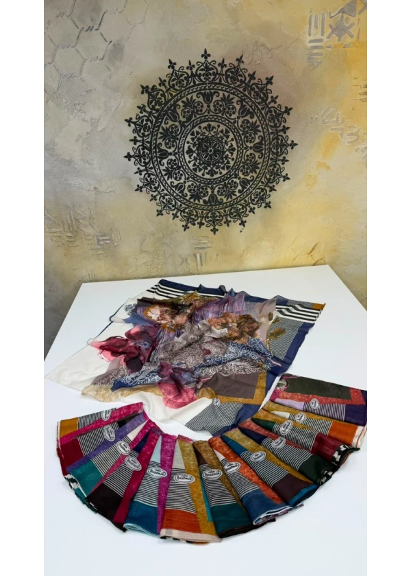Yasemin Gül Desenli Dikişli Yazma